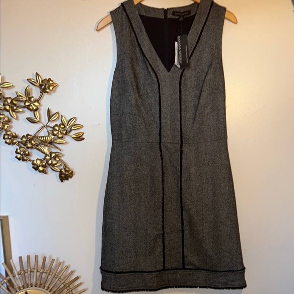 Banana Republic Gray V-Neck Dress